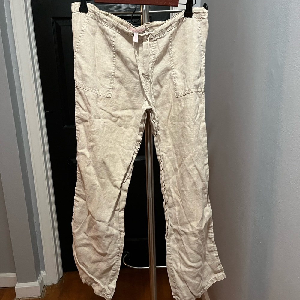 Victoria's Secret Women’s Light Tan Drawstring Linen Style Pants